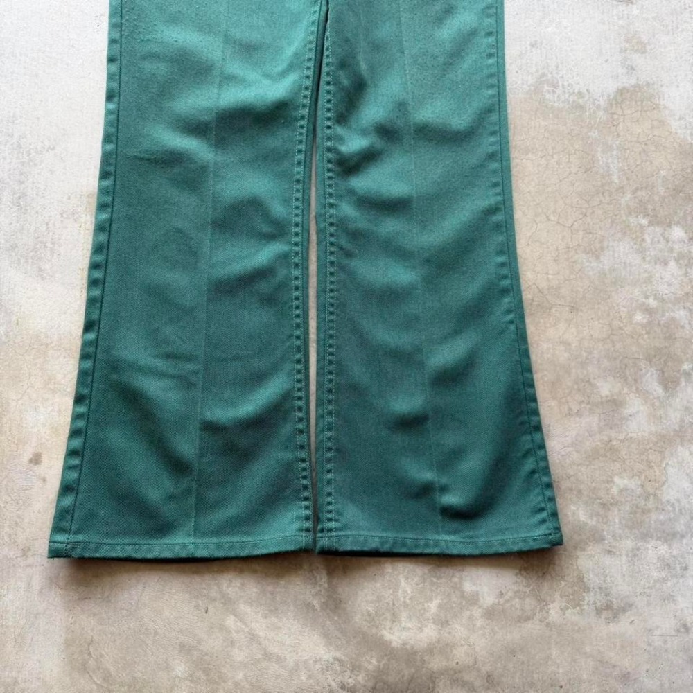 True vintage 70's LEE Forrest green bell bottom flare boot cut trousers pants 32 - Picture 2 of 8